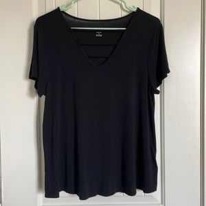 Black shirt with V neck cut out